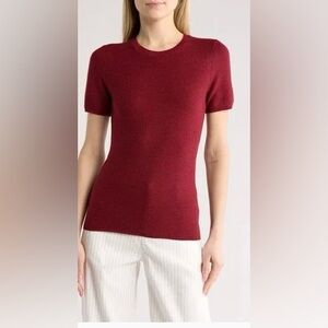 RAG & BONE Women's Red Adiana Wool Blend Short Sleeve Sweater Size Small